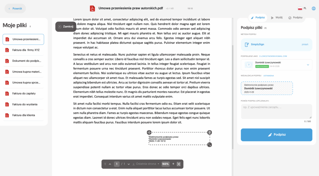 CertumSign - Podpisywanie dokumentów PDF online kwalifikowanym podpisem elektronicznym
