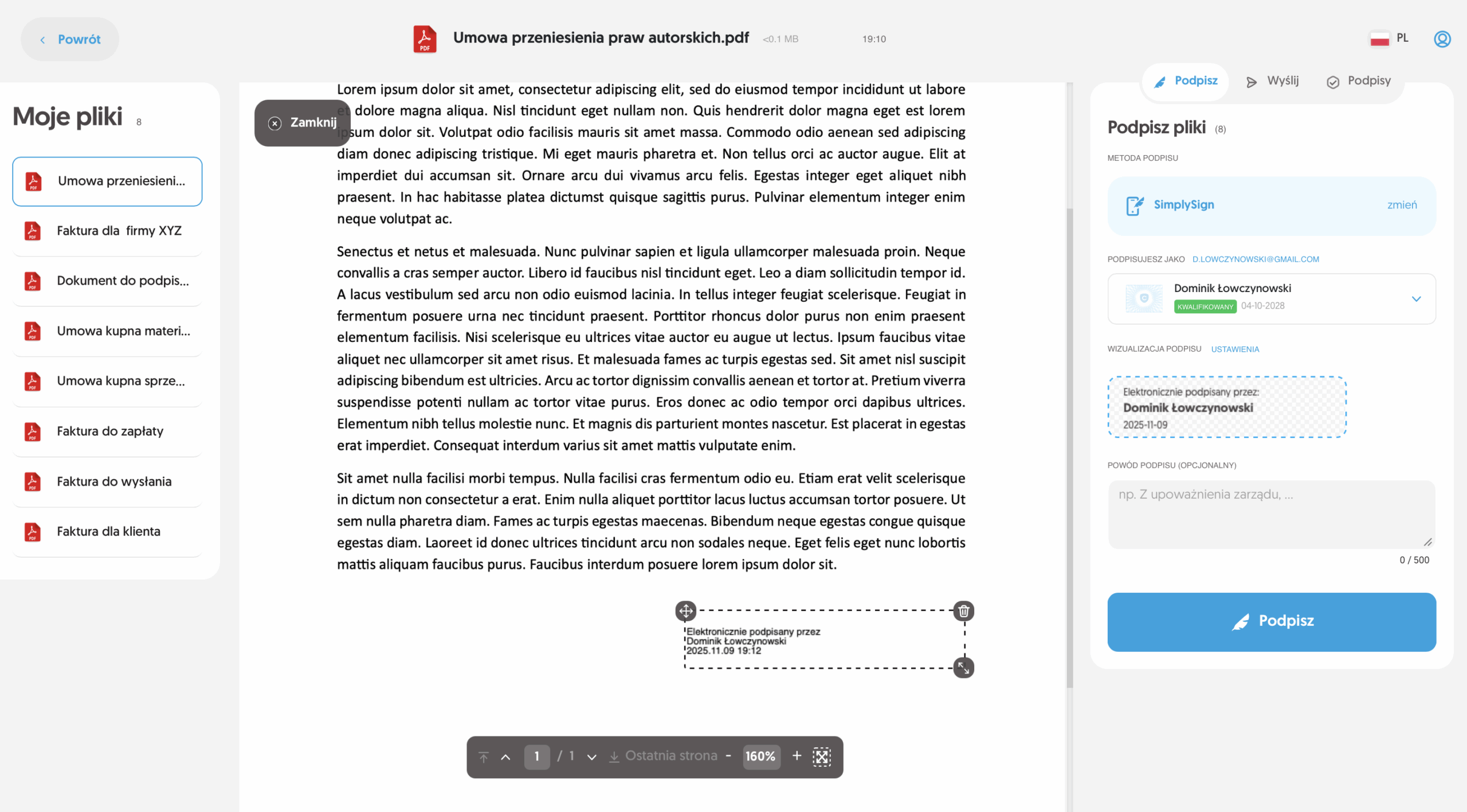 CertumSign - Podpisywanie dokumentów PDF online kwalifikowanym podpisem elektronicznym