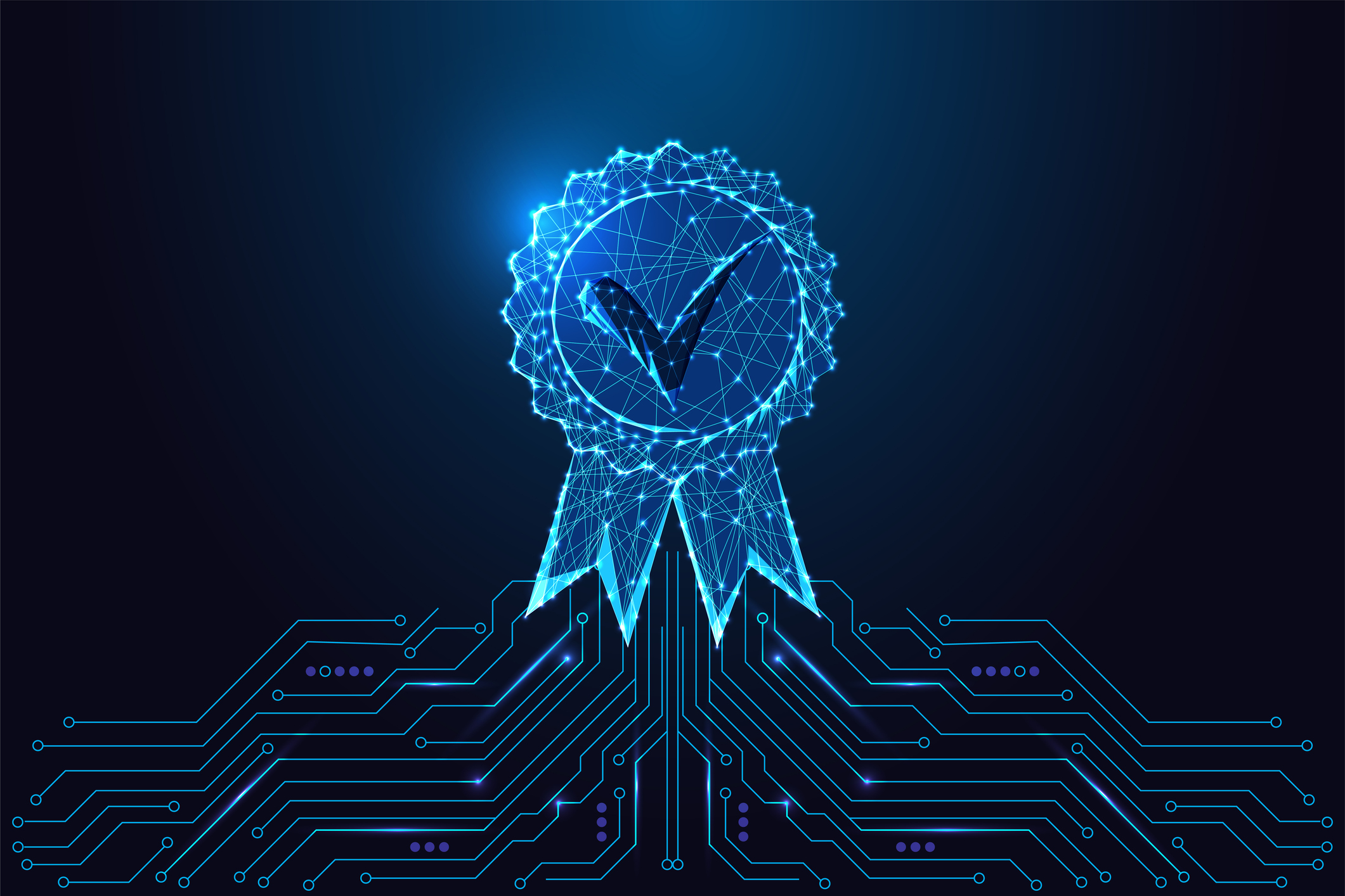 Digital trust and online certification concept with check badge, vector illustration